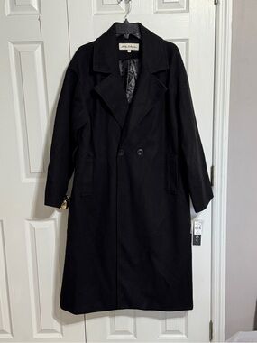 Sebby Collection Women’s Black Double-Breasted Pea Coat